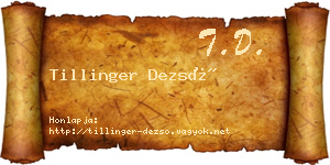 Tillinger Dezső névjegykártya